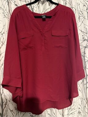 torrid Burgundy V-Neck Pocket Blouse